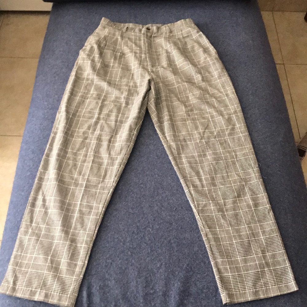 Black and white high waisted plaid pants